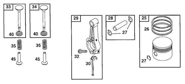 Piston Grp Diagram and Parts List for 90212-0216-01  Briggs and Stratton Engine